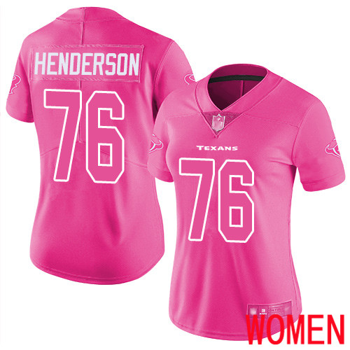 Houston Texans Limited Pink Women Seantrel Henderson Jersey NFL Football #76 Rush Fashion